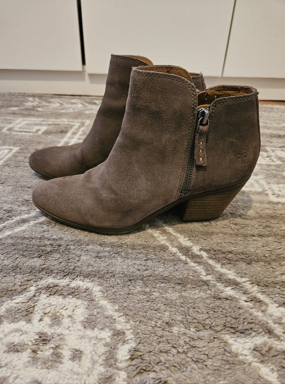 Frye Taupe Suede Ankle Boots